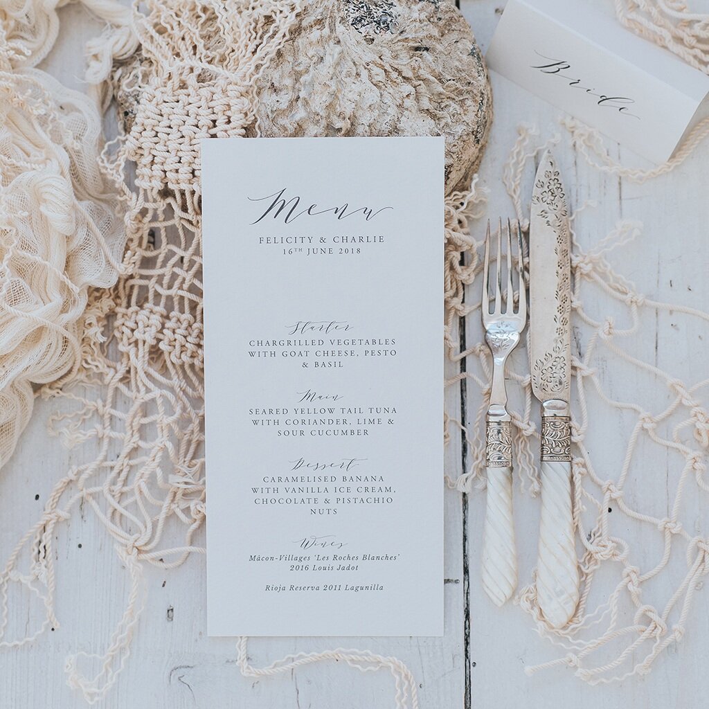 Felicity The Menu Felicity Menu Card – Lilac & White