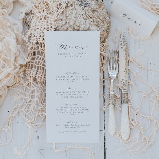 Felicity Menu Card