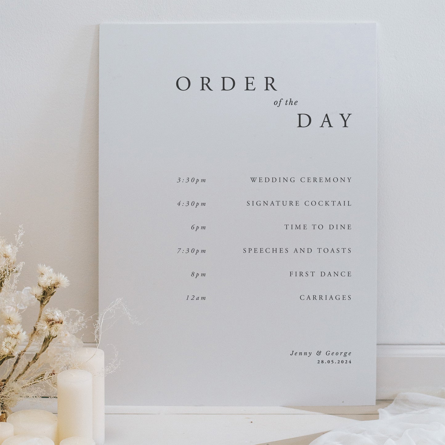 Lilac and White: Custom Wedding Order of the Day Sign Design – Lilac ...