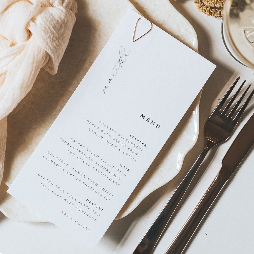 Personalised Wedding Menus - Elegant Design with a Twist – Lilac & White