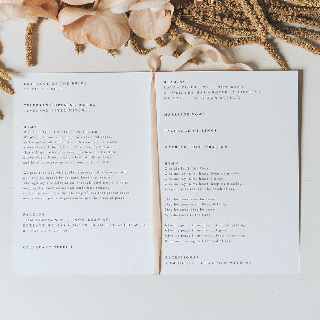 Wedding Ceremony Booklet | Samantha Order of Service - Lilac And White ...