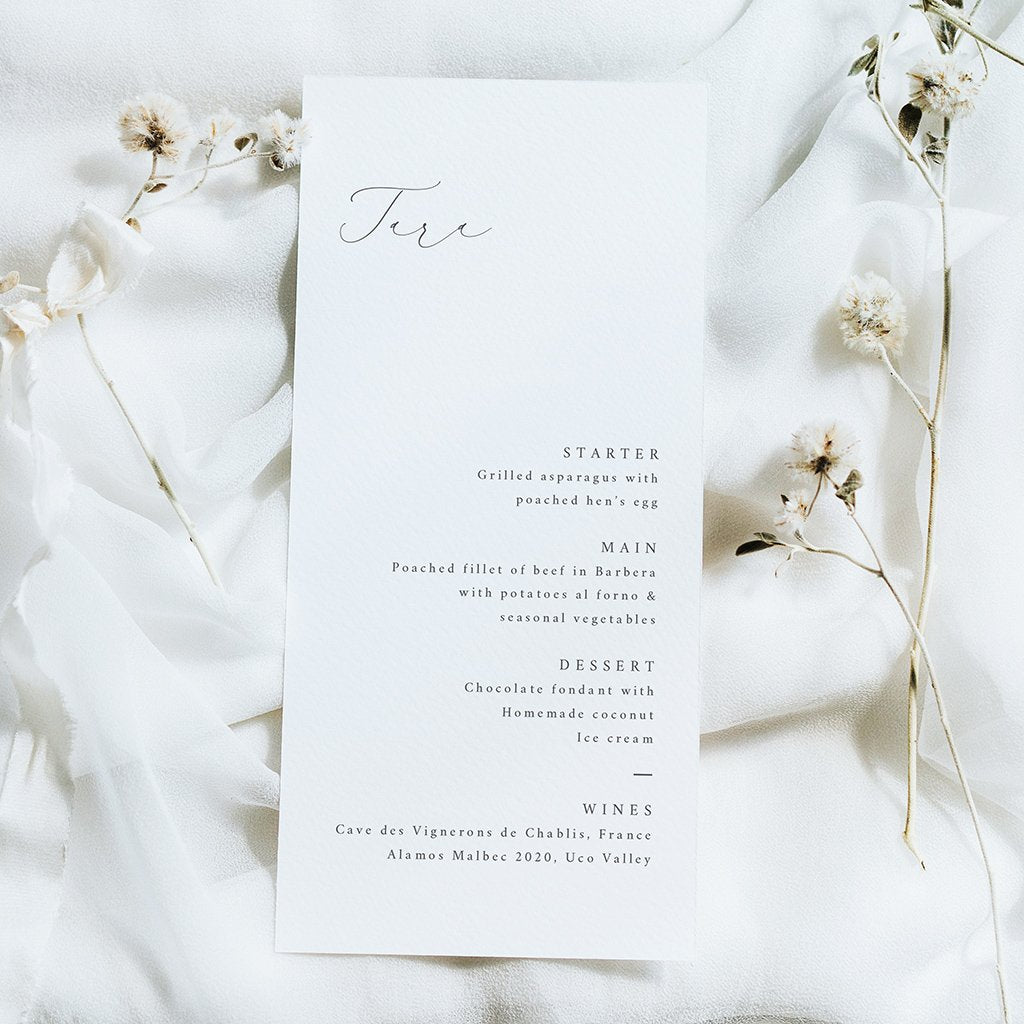 Personalised Wedding Menus - Elegant Design with a Twist – Lilac & White