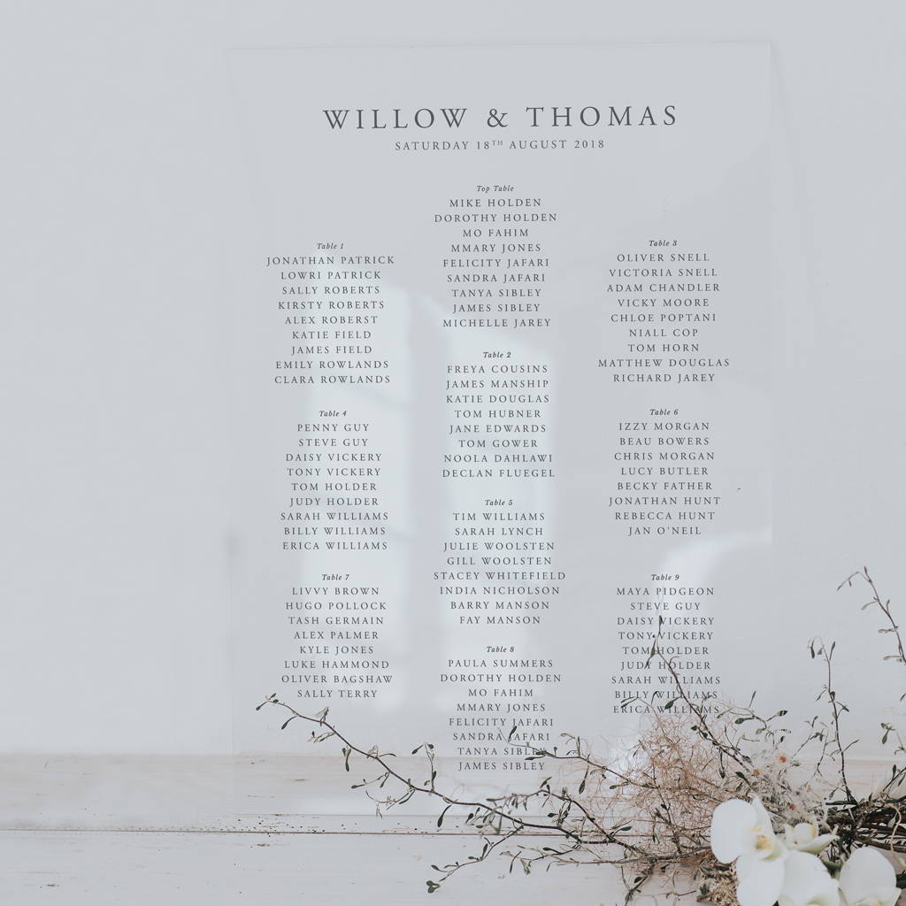 Willow Table Plan