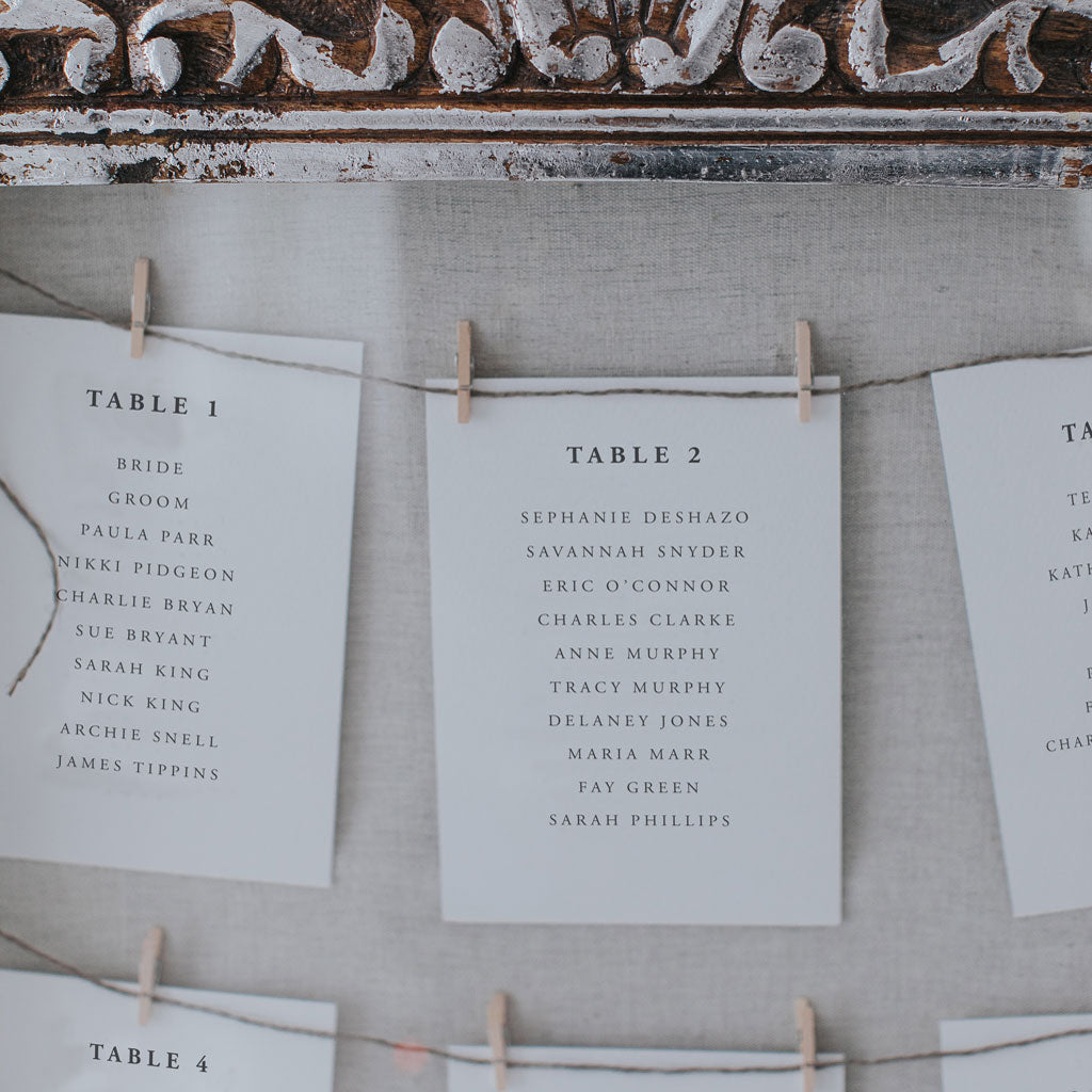 Program Table Cards Simple Wedding Table Plan Cards - Stylish Seating Chart Solution ...